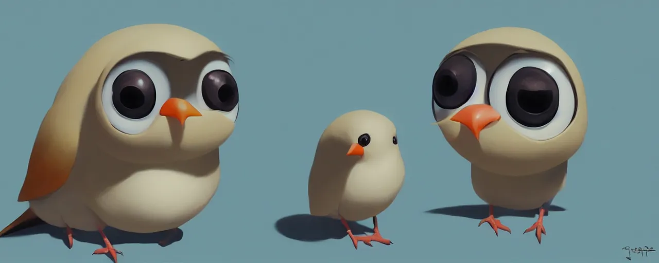 Prompt: gori fujita ilustration a game development studio, little worried bird looking in the camera close up painting by goro fujita, sharp focus, highly detailed, artstation