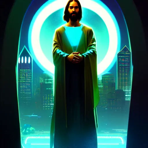 Prompt: tron legacy jesus visits the pittsburgh zoo, diffuse lighting, hyper realistic, concept art, intricate, hyper detailed, smooth, sharp focus, illustration, trending on artstation, art by greg rutkowski and james gurney and alphonse mucha