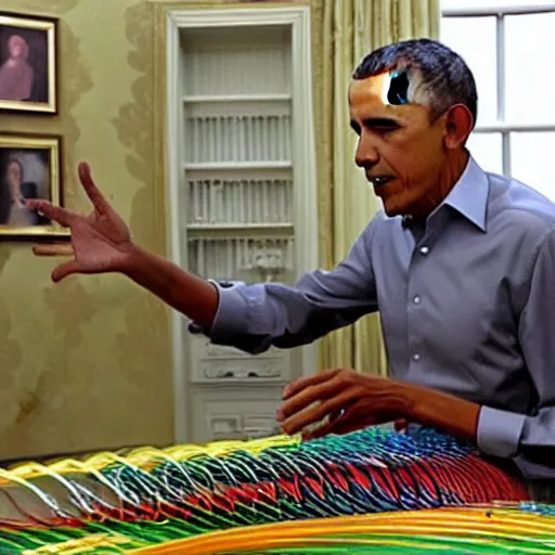 Prompt: obama playing with a slinky