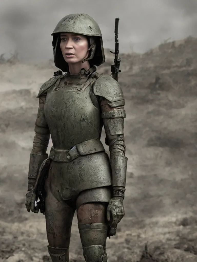 Prompt: emily blunt in power armor, angel of verdun