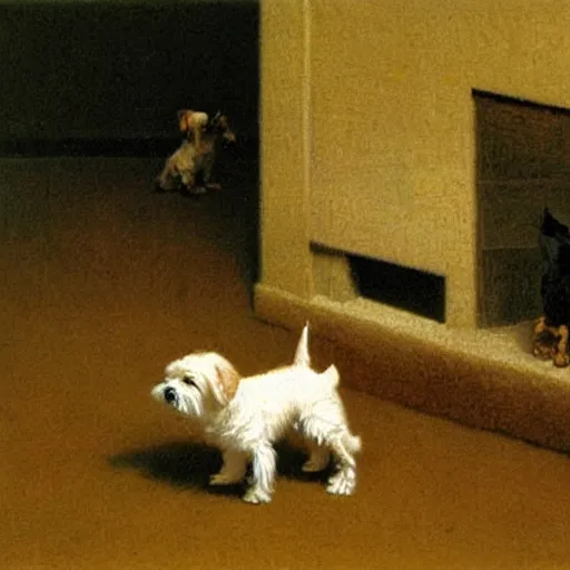 Image similar to Yorkie dog, extremely detailed masterpiece, illustration, by Michael Sowa,