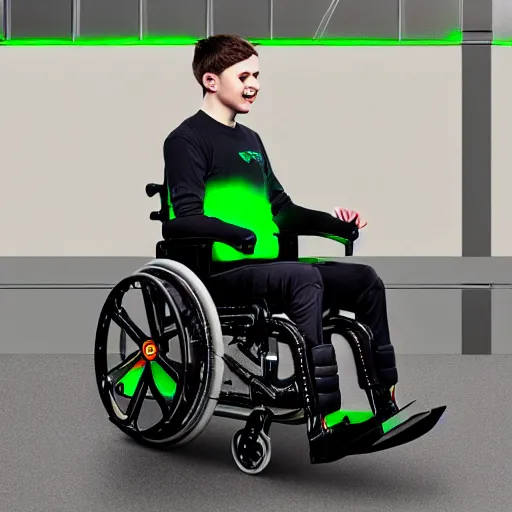 Prompt: Razer RGB gaming wheelchair