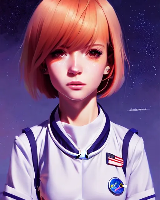 Image similar to portrait Anime space cadet girl cute-fine-face, pretty face, realistic shaded Perfect face, fine details. Anime. realistic shaded lighting by Ilya Kuvshinov Giuseppe Dangelico Pino and Michael Garmash and Rob Rey, IAMAG premiere, aaaa achievement collection, elegant freckles, fabulous