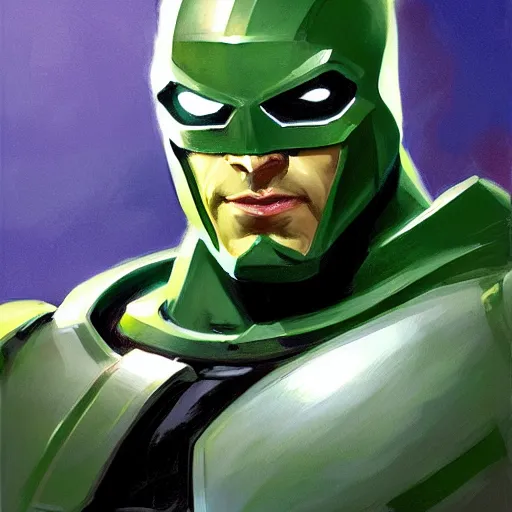 Image similar to greg manchess portrait painting of armored green lantern as overwatch character, medium shot, asymmetrical, profile picture, organic painting, sunny day, matte painting, bold shapes, hard edges, street art, trending on artstation, by huang guangjian and gil elvgren and sachin teng