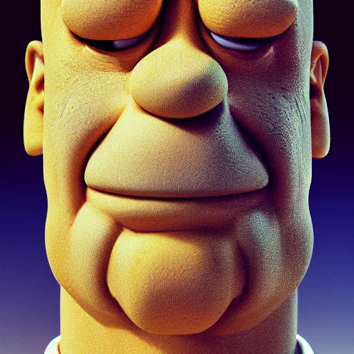 Prompt: closeup portrait of homer simpson, depth of field, zeiss lens, detailed, symmetrical, centered, fashion photoshoot, by Annie Leibovitz and Steve McCurry, David Lazar, Jimmy Nelsson, Breathtaking, 8k resolution, extremely detailed, beautiful, establishing shot, artistic, hyperrealistic, beautiful face, octane render