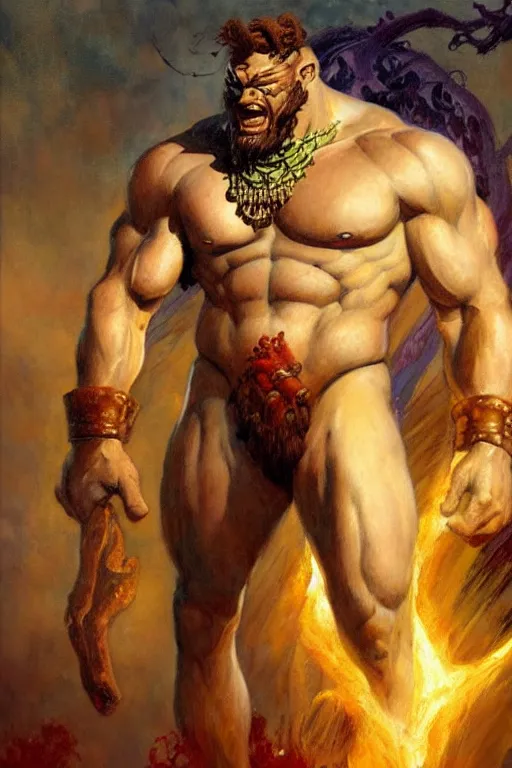 Image similar to zeus, monster, character design, painting by gaston bussiere, katsuya terada, frank frazetta, tom of finland, trending on artstation