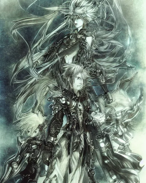 Image similar to conceptual art from from final fantasy by master artist yoshitaka amano, masterpiece w 1 0 2 4