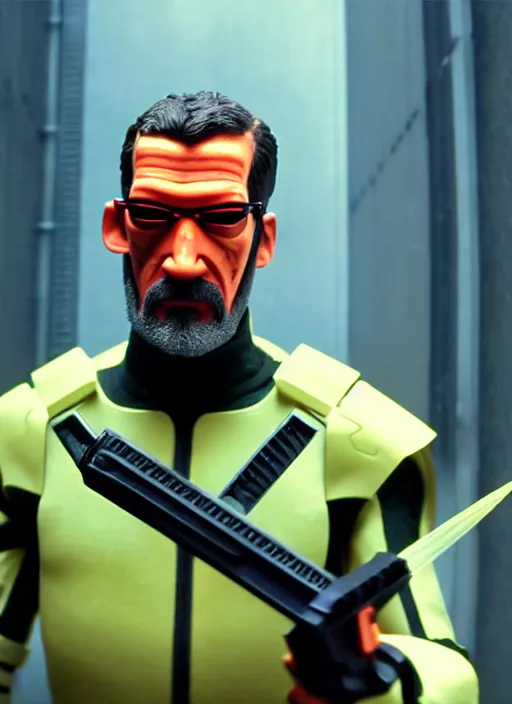 Prompt: gordon freeman in the matrix, professionally color graded, hazard suit, interesting angle, professional photography, sharp focus, 8 k high definition, insanely detailed