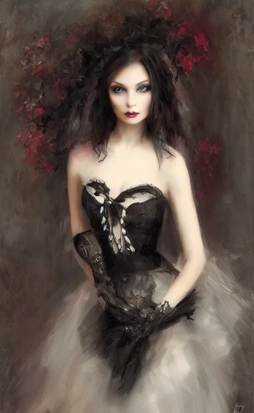 Prompt: Gothic girl. By Konstantin Razumov, Fractal flame, highly detailded