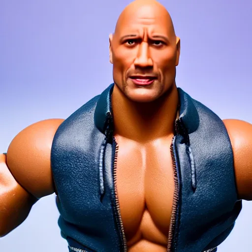 Prompt: Dwayne Johnson (The Rock) as a male barbie doll, Mattel, studio product photography, professional, detailed, f/8.0