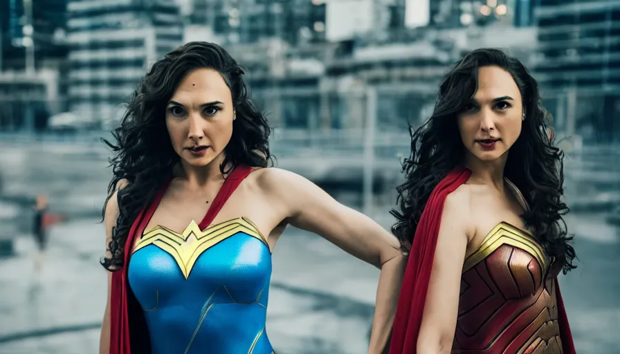 Prompt: high quality photo of a cosplaying Gal Gadot as Superwoman , photography 4k, f1.8 anamorphic, bokeh, 4k,