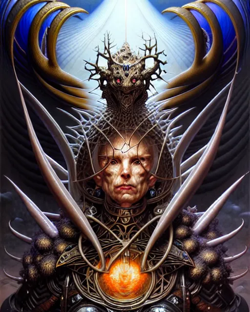 Image similar to a portrait of the armies of good and evil, fantasy character portrait made of fractals facing each other, ultra realistic, wide angle, intricate details, the fifth element artifacts, highly detailed by peter mohrbacher, hajime sorayama, wayne barlowe, boris vallejo, aaron horkey, gaston bussiere, craig mullins