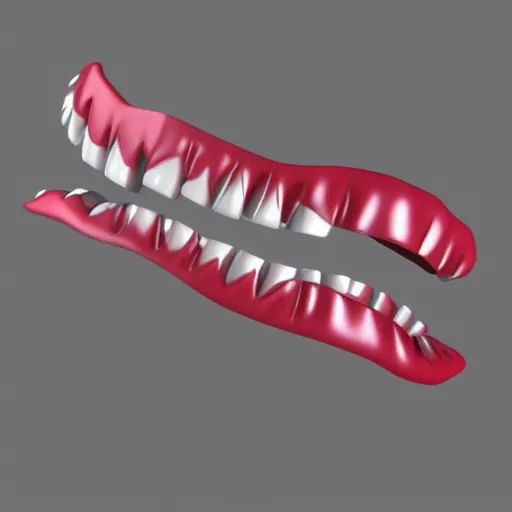 Image similar to poorly rendered 3 d set of teeth