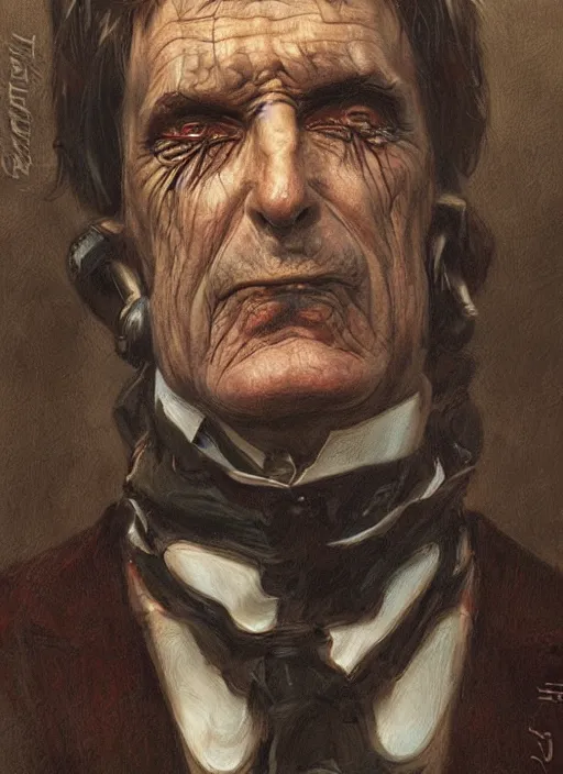 Image similar to close up crook victorian character, by sabbas apterus, by donato giancola