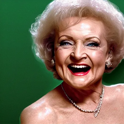 Prompt: buff betty white as the incredible hulk with huge muscles