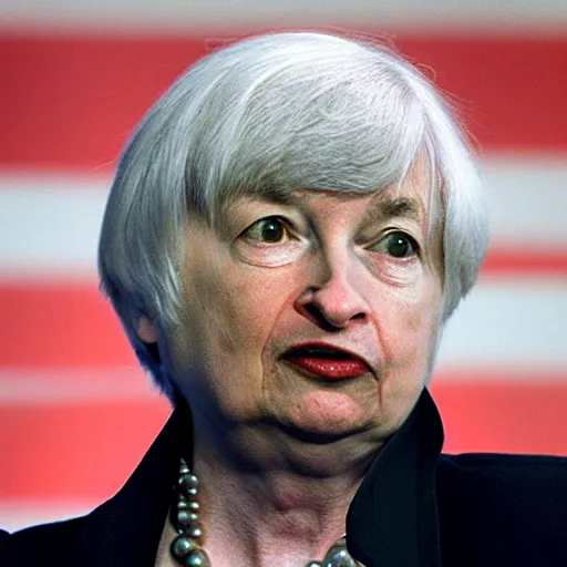 Image similar to Janet Yellen burning up pile of dollars