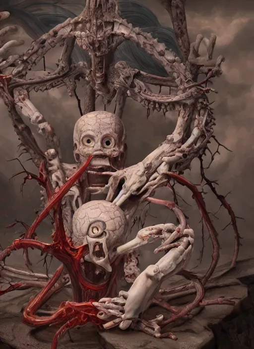 Prompt: Doraemon with translucent skin, visible muscles and veins and arteries and bones and spines and nerves, beautiful detailed intricate insanely detailed octane render, 8k artistic photography, photorealistic, chiaroscuro, by David Cronenberg, Raphael, Caravaggio