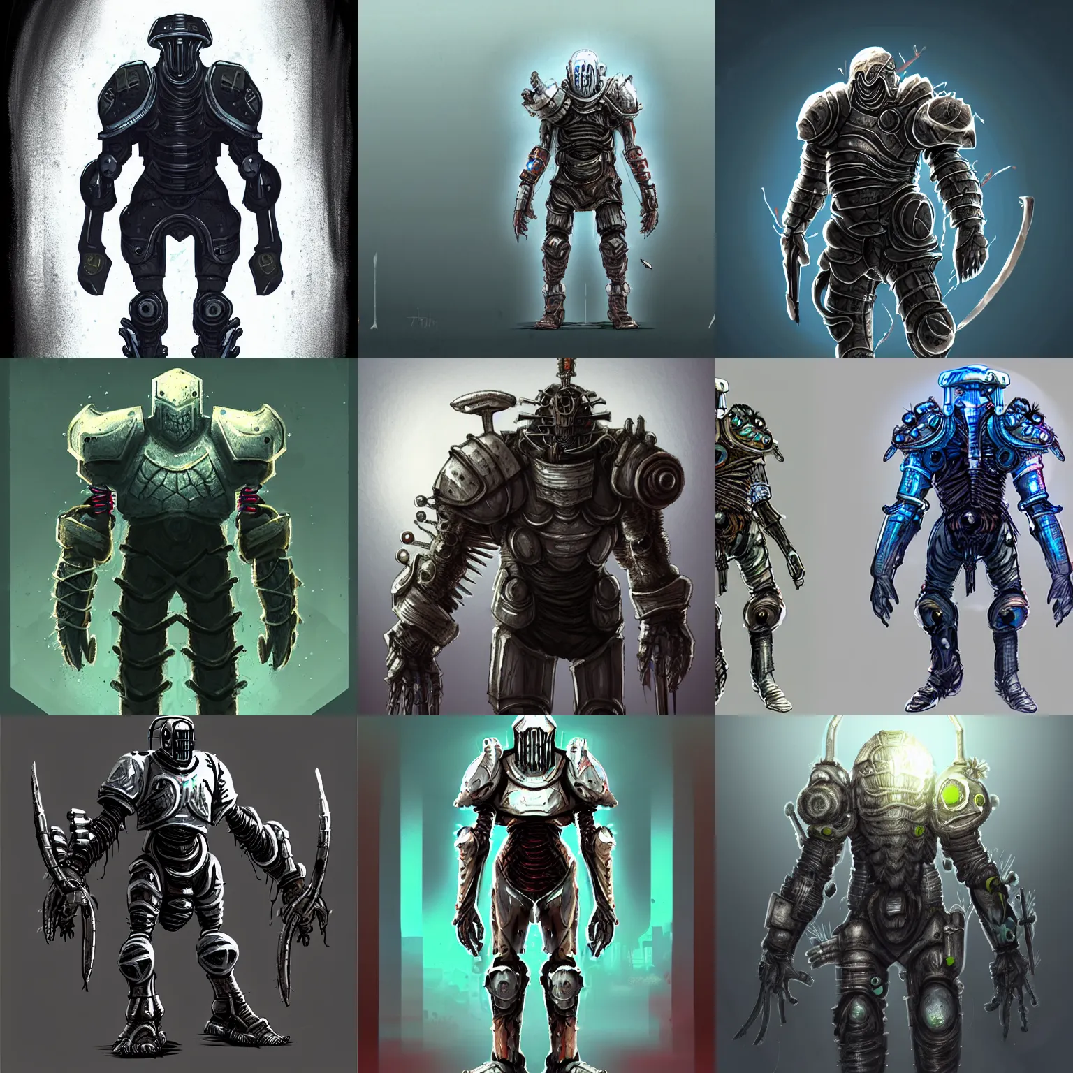 Prompt: Biopunk Knight, no text, concept art