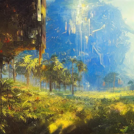 Image similar to Paradise, hyperrealism, no blur, 4k resolution, ultra detailed, style of John Berkey, Hans Thoma, Anato Finnstark