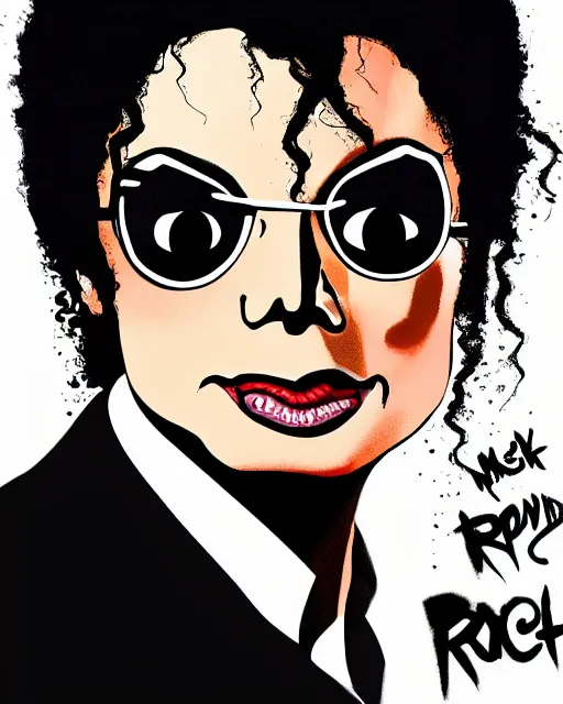 Image similar to portrait of michael jackson in the style of justin roiland. cinematic lighting. style of rick & morty. photographic, photography. by justin roiland