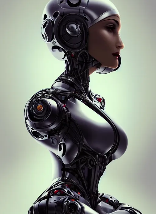 Prompt: portrait of a organic robot woman by Artgerm, biomechanical, hyper detailled, diffuse atmosphere, trending on artstation