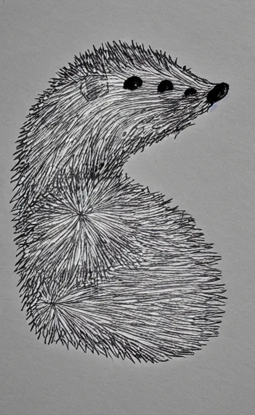 Image similar to sketch of a hedgehog with a pen on a piece of paper,