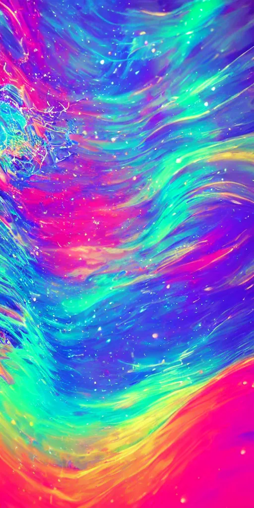 Prompt: fluid colorful particle wave trending on artstation infinite image