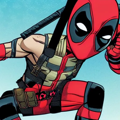 Image similar to deadpool comic, by shonen jump, comic book art