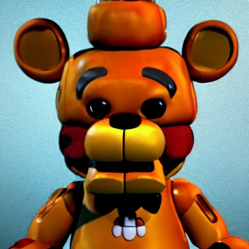 Image similar to impressive detailed 3D render of freddy fazbear, ray tracing