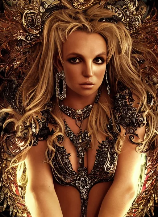 Image similar to Beautiful , Looks like Britney Spears, , Dramatic, Edge, Good, Infused, Backlight, De-Noise, VFX, insanely detailed and intricate, hypermaximalist, elegant, ornate, hyper realistic, super detailed