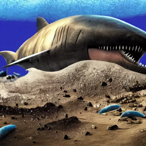 Prompt: Giant Megalodon shart , Gigalodon