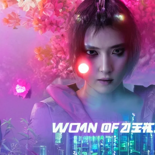 Image similar to woman of flowers, floral, cyberpunk, japanese cyberpunk city, blade runner 2 0 4 9