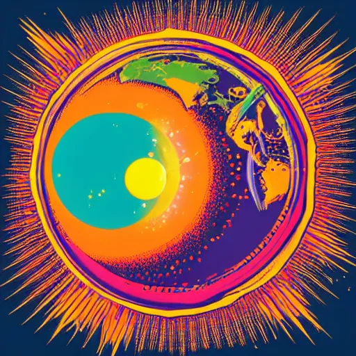 Image similar to 2 planet collapse particle fusion element macro cosmic art by butcher billy, sticker, colorful, illustration, highly detailed, simple, smooth and clean vector curves, no jagged lines, vector art, smooth andy warhol style