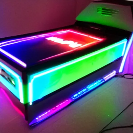 Prompt: rgb gamer coffin