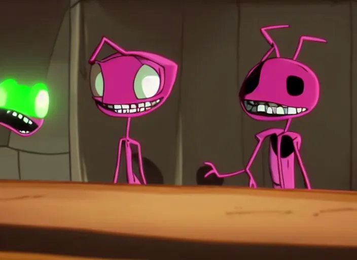 Prompt: film still of gab from invader zim in the new scifi movie, 4 k