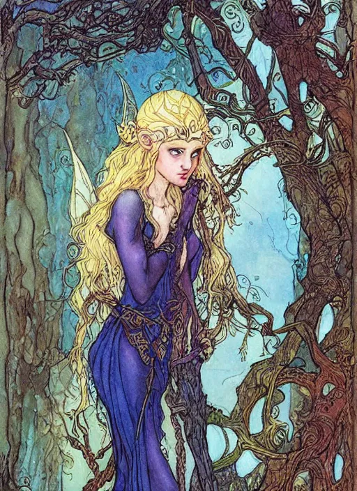 Image similar to a beautiful painting of an elven fairy princess by rebecca guay