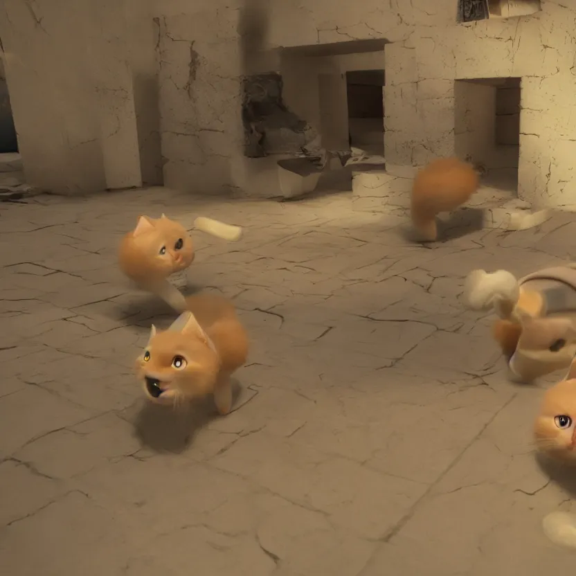 Prompt: a very cute cat going crazy, unreal engine, path tracing