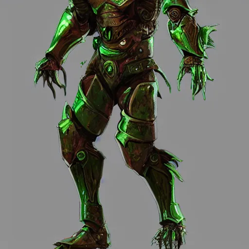 Image similar to organic humanoid eldrich armor living, leaking green blood, artstation