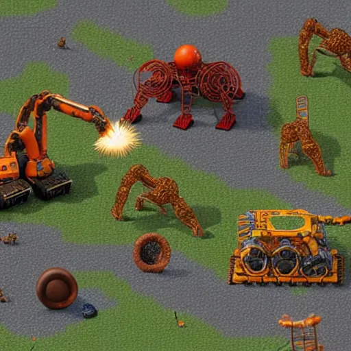 Image similar to photograph of two cats playing factorio