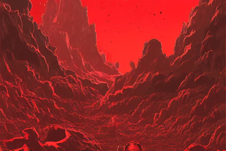 Prompt: red themed mashup lava landscape with movie characters, cinematic, die hard, marvel, disney, indie, highly detailed, featured on artstation, highly detailed, abstract