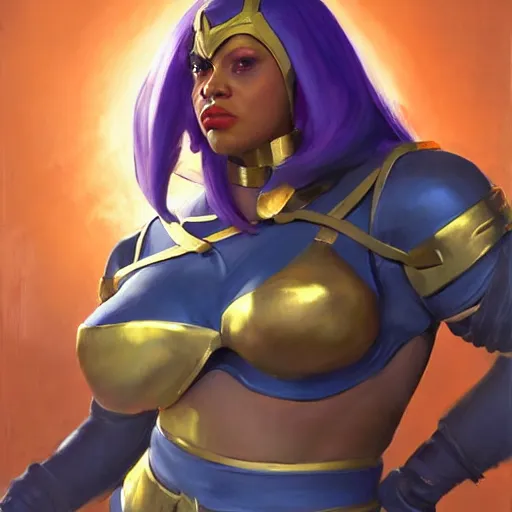 Image similar to greg manchess portrait painting of partially armored menat from street fighter as overwatch character, medium shot, asymmetrical, profile picture, organic painting, sunny day, matte painting, bold shapes, hard edges, street art, trending on artstation, by huang guangjian and gil elvgren and greg rutkowski