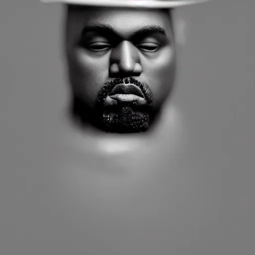 Image similar to Portrait studio photograph of Kanye West & an anthropomorphic teddy bear, close up, shallow depth of field, in the style of Felice Beato, Noir film still, 40mm