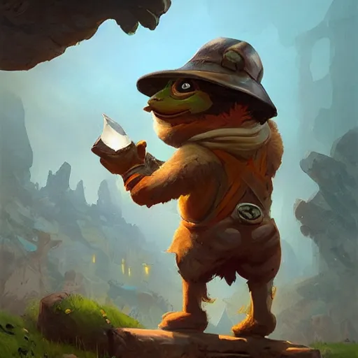 Prompt: super rich pepe the miner, greg rutkowski