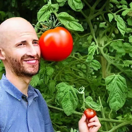 Prompt: a guy with a tomato for a head