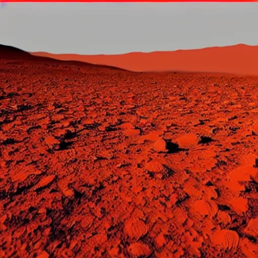 Image similar to photo taken on the surface of a rocky sandy red planet during the night that has many colorful stars visible in the night sky