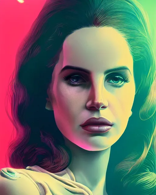 Image similar to portrait of lana del rey as a cyborg. intricate abstract. intricate artwork, by tooth wu, wlop, beeple, dan mumford. concept art, octane render, trending on artstation, greg rutkowski very coherent symmetrical artwork. cinematic, key art, hyper realism, high detail, octane render, 8 k, iridescent accents