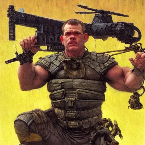 Image similar to jocko willink as superhero solider, dynamic action, dystopian, by lawrence alma tadema and zdzislaw beksinski and norman rockwell and tom lovell and greg staples