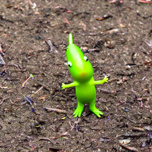 Prompt: a photo of a wild Pikmin