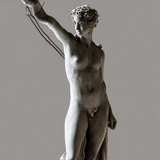 Image similar to Artemis sculpture by Donatello,marble