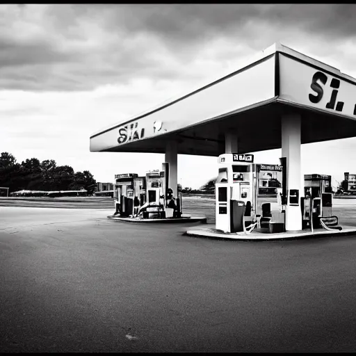 Prompt: suspicious gas station, cinematic shot